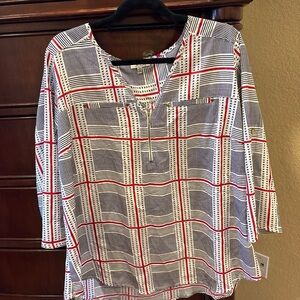Elegant Women's Red and Black Patterned Blouse